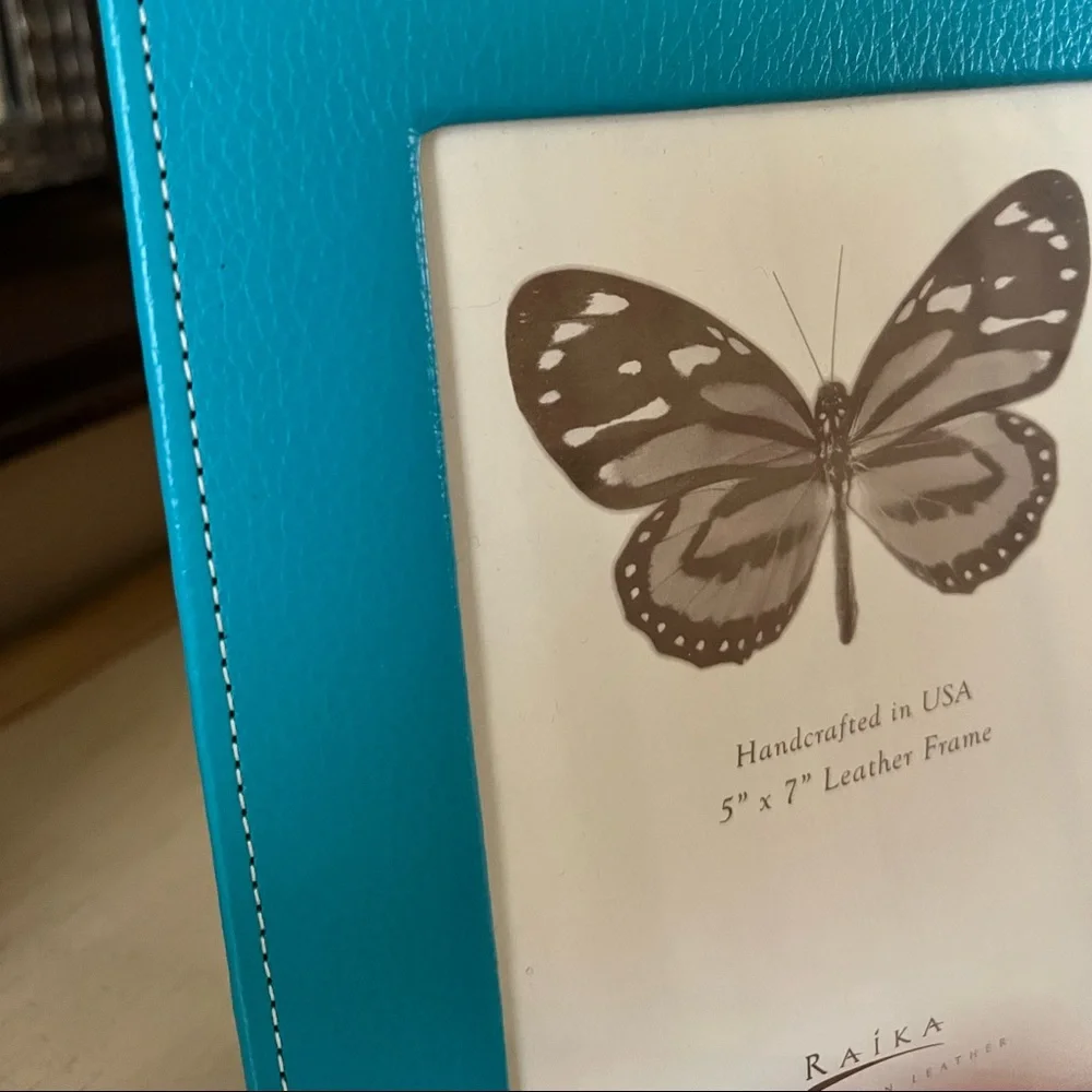 NWT Raika Handcrafted Leather Picture Frame Turquoise 5